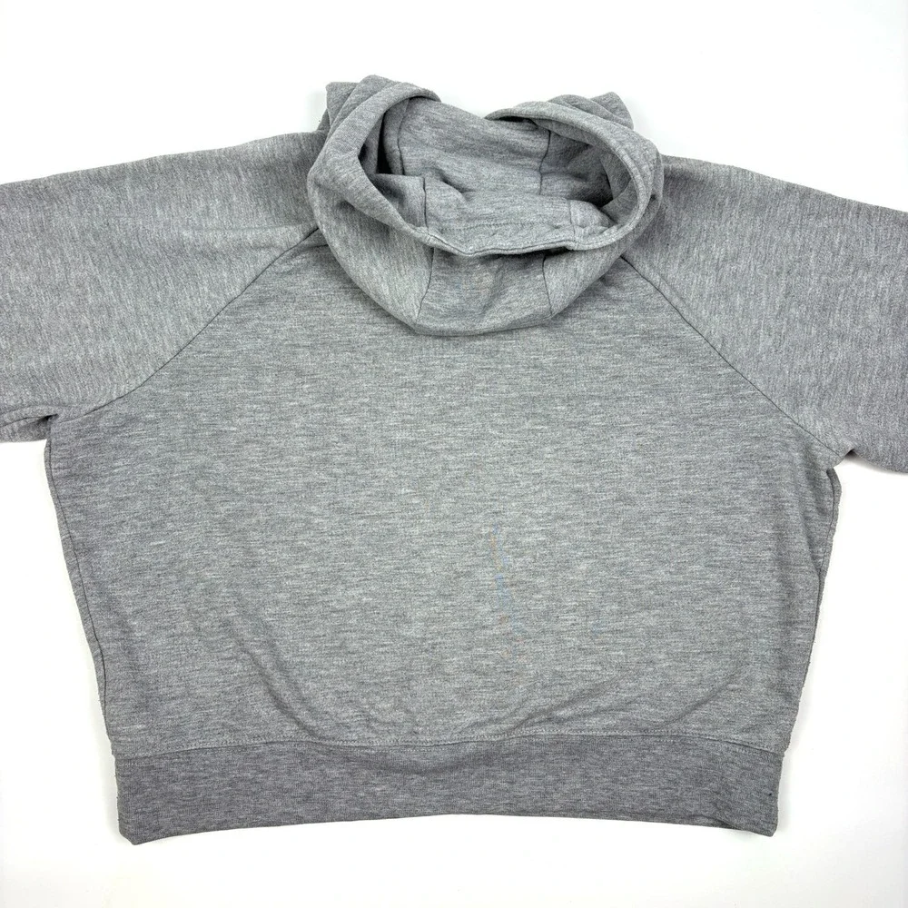 VTG Y2K Nike Hoodie Womens Sz M Gray Cropped Center Swoosh Just Do It Boxy Sweat